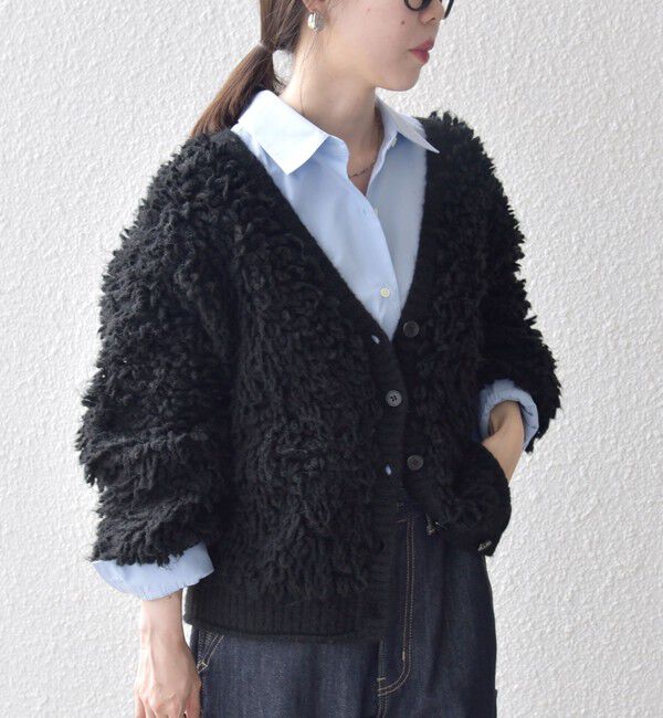 SHIPS any「SHIPS any: ループ ニット Vネック ショート カーディガン」|カーディガン|