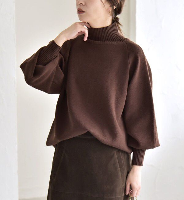 quaranciel「quaranciel:〈洗濯機可能〉タートルネック ラグラン ロングリブ ニット プルオーバー」|ニット・セーター|