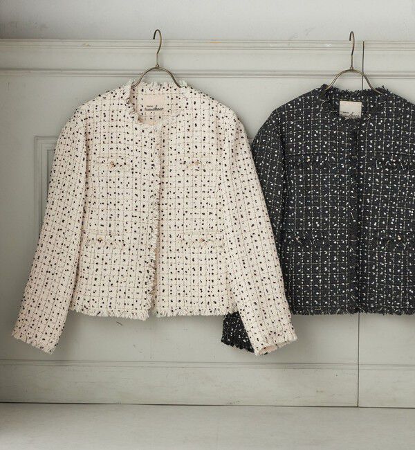 SHIPS for women「【SHIPS別注】troisiemeCHACO: ツイード ジャケット（セレモニー対応可）」|ノーカラージャケット|