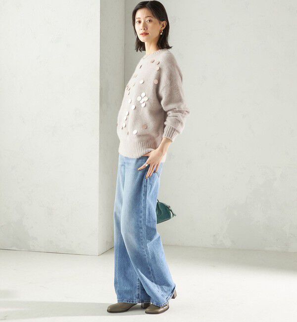 SHIPS for women「〈手洗い可能〉フォックス スパンコール クルーネック ニット」|ニット・セーター|