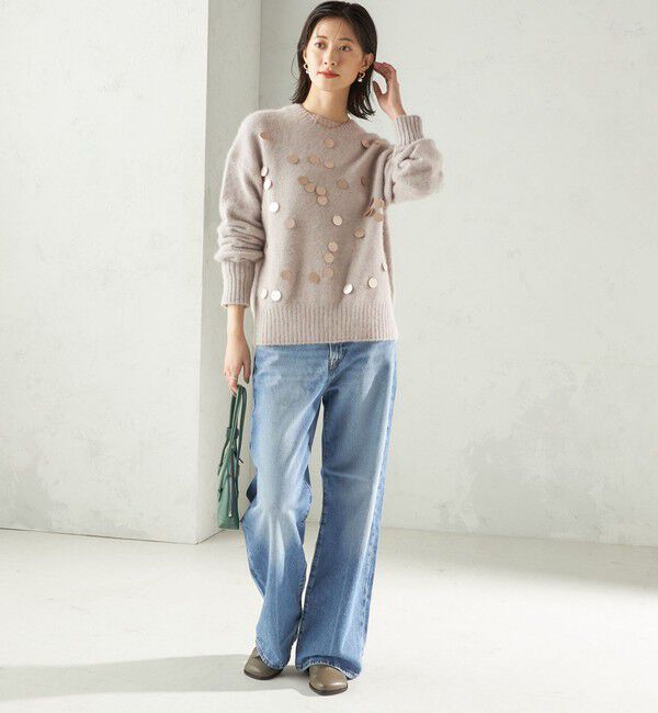 SHIPS for women「〈手洗い可能〉フォックス スパンコール クルーネック ニット」|ニット・セーター|