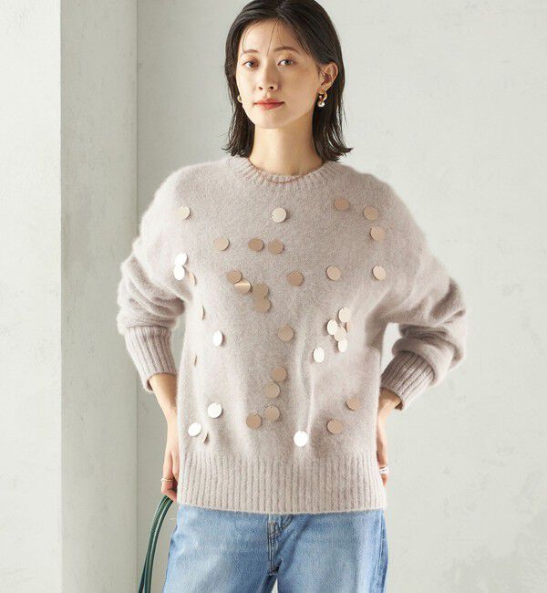 SHIPS for women「〈手洗い可能〉フォックス スパンコール クルーネック ニット」|ニット・セーター|