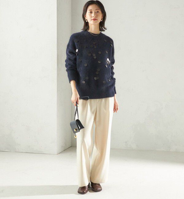 SHIPS for women「〈手洗い可能〉フォックス スパンコール クルーネック ニット」|ニット・セーター|
