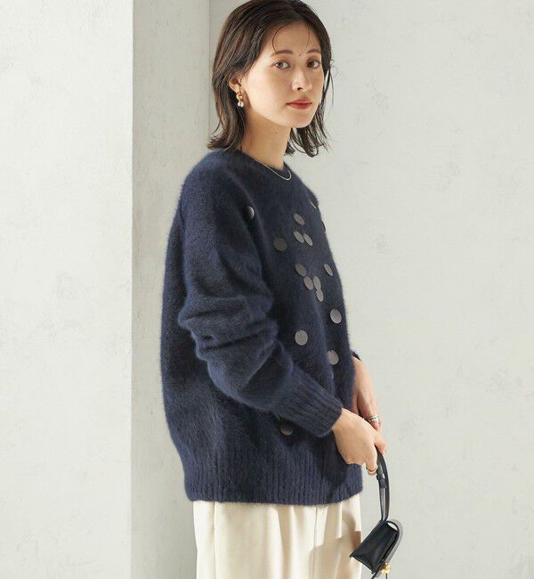 SHIPS for women「〈手洗い可能〉フォックス スパンコール クルーネック ニット」|ニット・セーター|