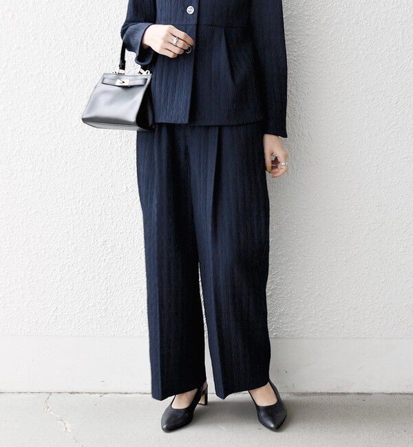 SHIPS any「SHIPS any:〈手洗い可能〉ジャカード タック セミワイド パンツ［NAVY BLUE］」|その他|ネイビー