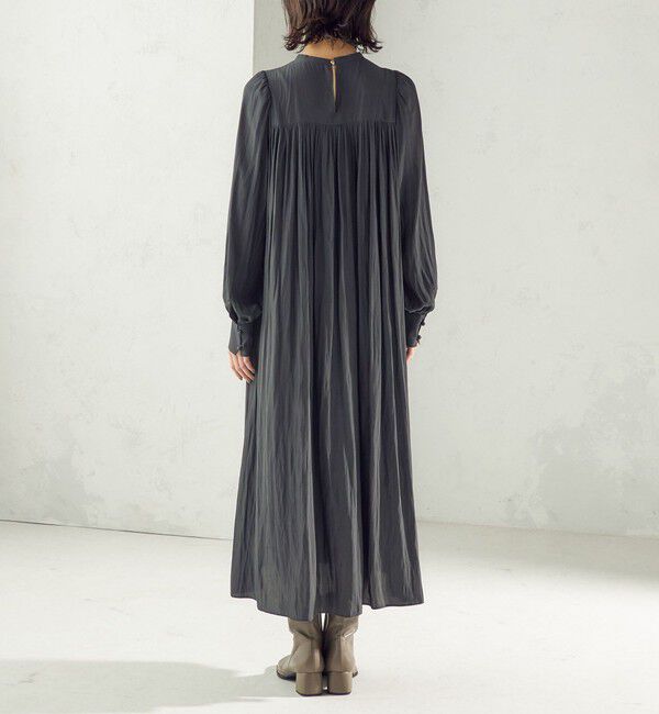 SHIPS for women「〈手洗い可能〉カッセン ギャザー ベルト付き 長袖 ワンピース」|ワンピース|