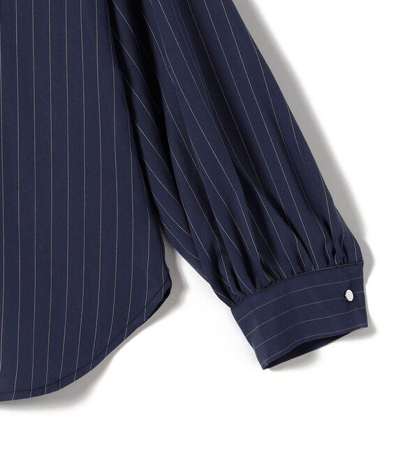 SHIPS for women「《予約》〈手洗い可能〉フィブリル ストライプ フリル カラー ブラウス」|シャツ・ブラウス|