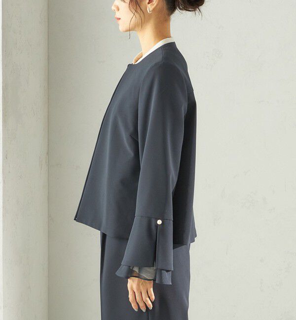 SHIPS for women「ダブル クロス 重ね袖 ノーカラー ジャケット（セレモニー対応可）」|ノーカラージャケット|