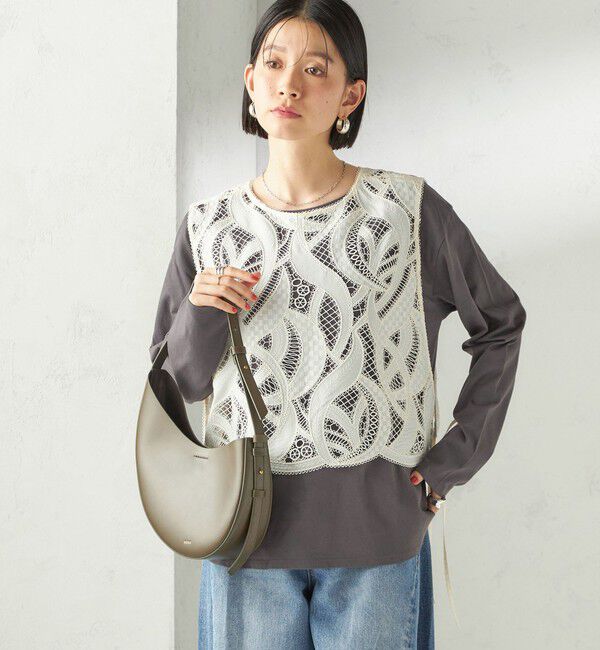 SHIPS for women「〈手洗い可能〉刺繍 スカラップ レース ノースリーブ プルオーバー」|ベスト・ジレ|
