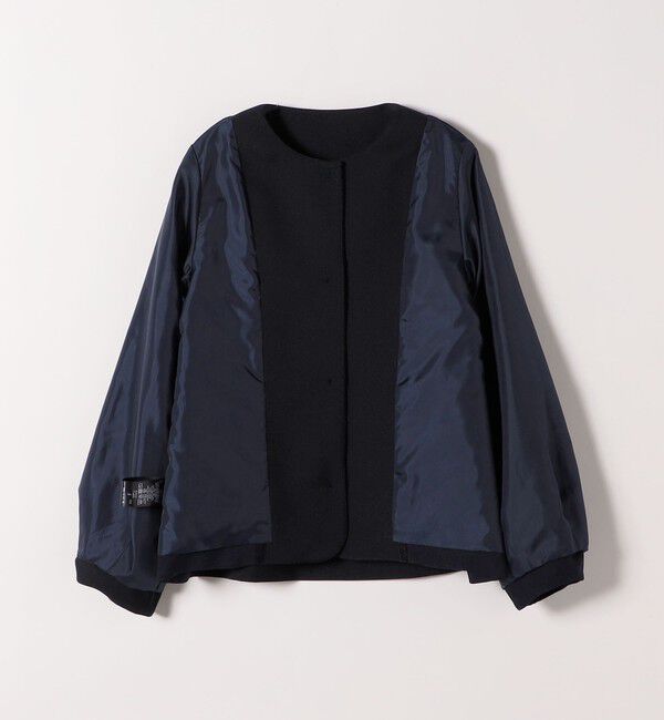 SHIPS any「SHIPS any:〈手洗い可能〉ダブルクロス レース 切替 ノーカラー ジャケット［NAVY BLUE］」|ノーカラージャケット|