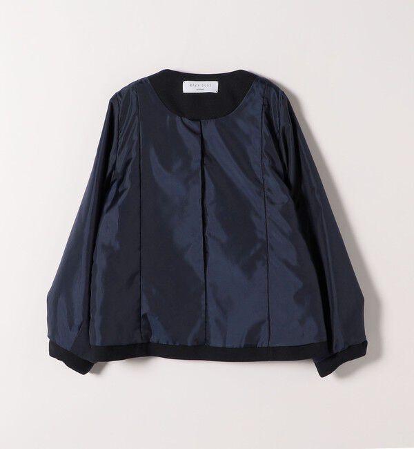 SHIPS any「SHIPS any:〈手洗い可能〉ダブルクロス レース 切替 ノーカラー ジャケット［NAVY BLUE］」|ノーカラージャケット|