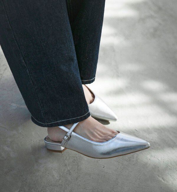 quaranciel「quaranciel: ポインテッド スリングバック フラット パンプス」|パンプス|