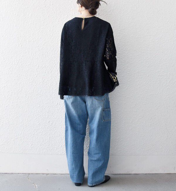 SHIPS any「SHIPS any:〈手洗い可能〉フラワー レース クルーネック ペプラム ブラウス」|シャツ・ブラウス|