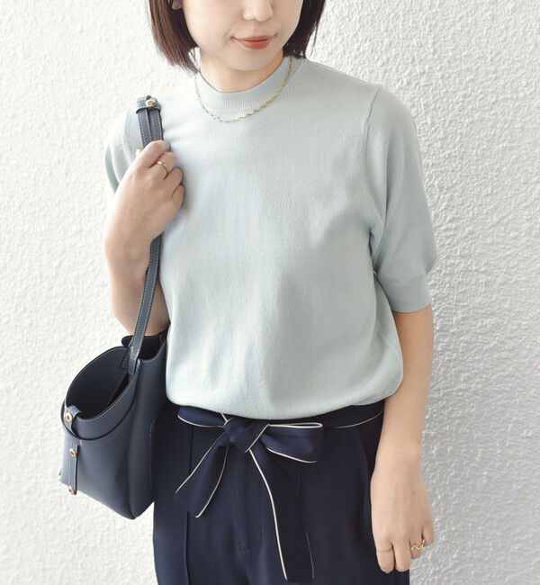 SHIPS Colors 「SHIPS Colors:〈接触冷感・手洗い可能〉14ゲージ 5分袖 ニット◇」|ニット・セーター|ライトブルー