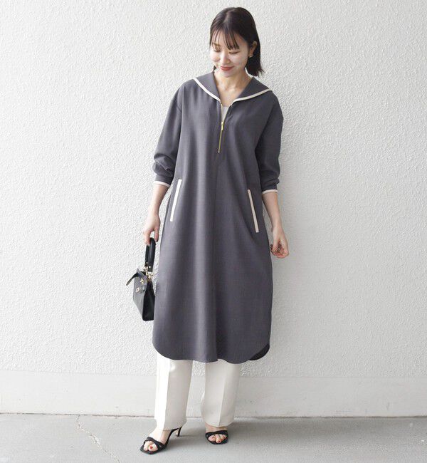 SHIPS any「SHIPS any:〈洗濯機可能〉セーラーカラー 配色 ジップ ワンピース」|ワンピース|