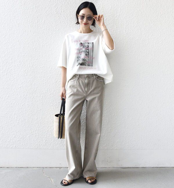 SHIPS for women「【WEB限定】オーガニック コットン 5分袖 フォト TEE」|Tシャツ・カットソー|