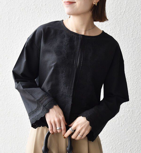 SHIPS any「SHIPS any:〈手洗い可能〉リネンミックス ハシゴレース コンパクト シャツ カーディガン」|カーディガン|