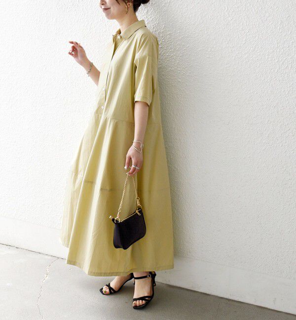 SHIPS any「《予約》SHIPS any:〈洗濯機可能〉タイプライター ボリューム シャツ ワンピース 2」|ワンピース|イエロー