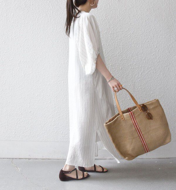 SHIPS any「《予約》SHIPS any:〈洗濯機可能〉リネン ミックス ボリューム スリーブ ワンピース」|ワンピース|