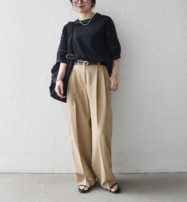 SHIPS any「《予約》SHIPS any:〈抗菌防臭/洗濯機可能〉USAコットン 配色 ステッチ ワイド TEE」|Tシャツ・カットソー|