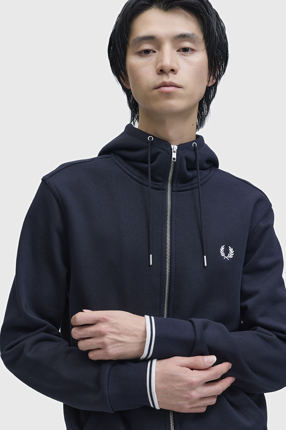 FRED PERRY 「Hooded Zip Through Sweatshirt」|スウェット・ジャージ|NAVY