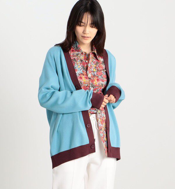 CABaN「CABaN コットンカシミヤ バイカラーVネックカーディガン」|カーディガン|