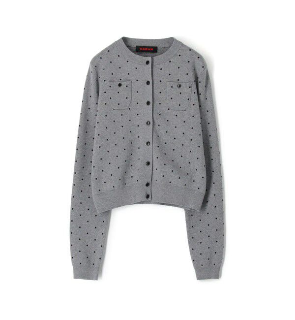 CABaN「コットンカシミヤ ドットジャカードクルーネックカーディガン」|カーディガン|16 グレー系