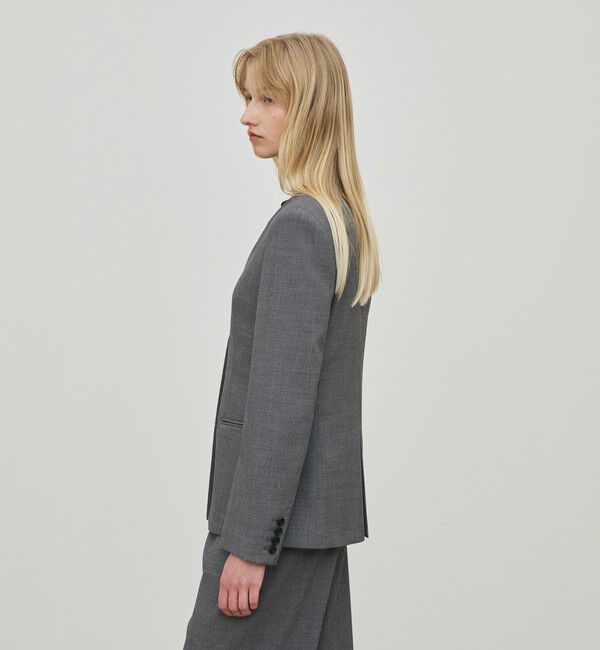 DES PRES「ポリエステルウールバラシャ Vカラージャケット」|ノーカラージャケット|