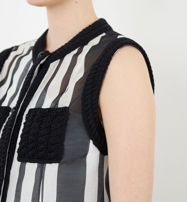 DES PRES「サークルストライププリント スリーブレスブラウス」|シャツ・ブラウス|