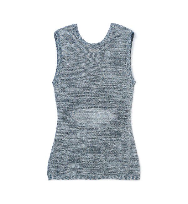 DES PRES「バイカラーコードヤーン バックスリットノースリーブプルオーバー」|ニット・セーター|64 ブルー系