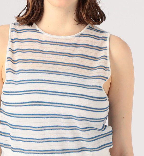 MACPHEE「シアーヤーンボーダー ノースリーブプルオーバー」|ニット・セーター|