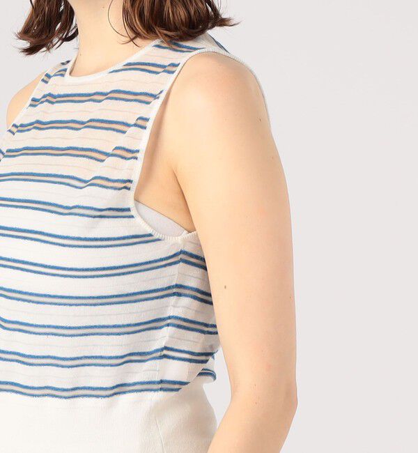 MACPHEE「シアーヤーンボーダー ノースリーブプルオーバー」|ニット・セーター|