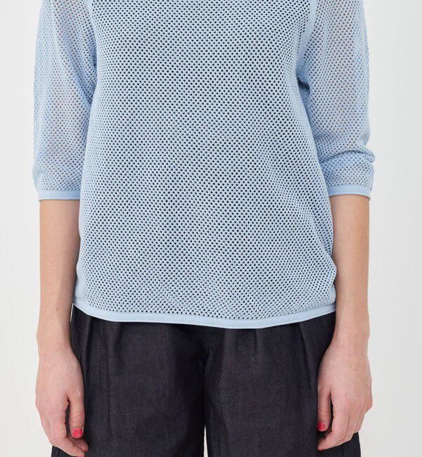 GALERIE VIE「クレープコットンメッシュ クルーネックプルオーバー」|ニット・セーター|