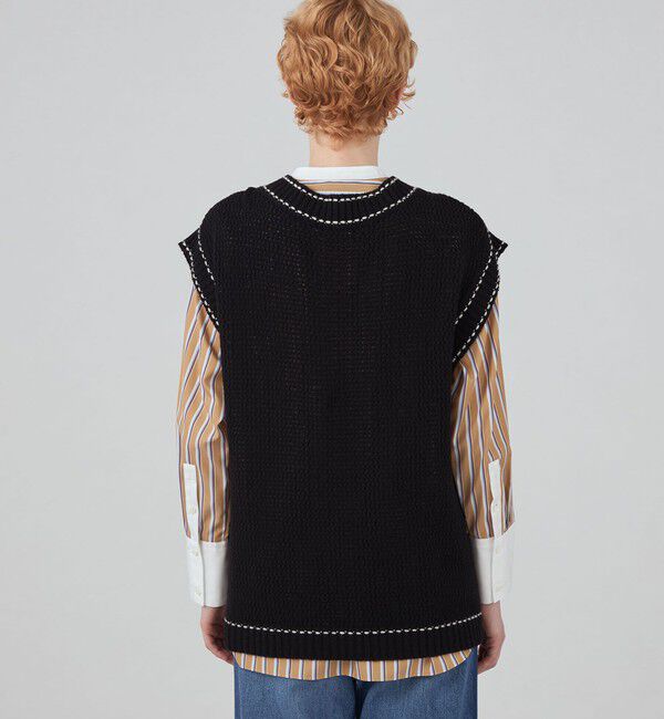 MACPHEE「【WEB・一部店舗限定】ウールメッシュ Vネックベスト」|ベスト・ジレ|