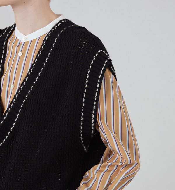 MACPHEE「【WEB・一部店舗限定】ウールメッシュ Vネックベスト」|ベスト・ジレ|
