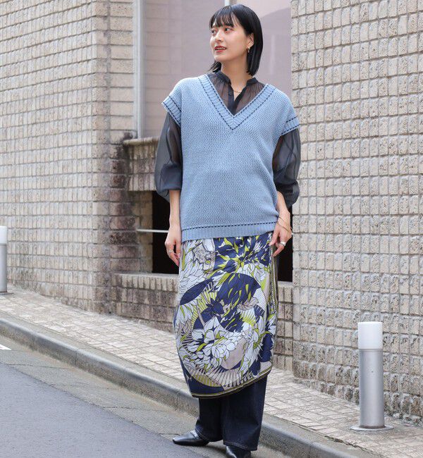 MACPHEE「【WEB・一部店舗限定】ウールメッシュ Vネックベスト」|ベスト・ジレ|