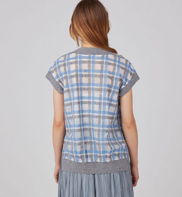 Ballsey「ヘアリープラッドエンブロイダリーコンビ Vネックベスト」|ベスト・ジレ|