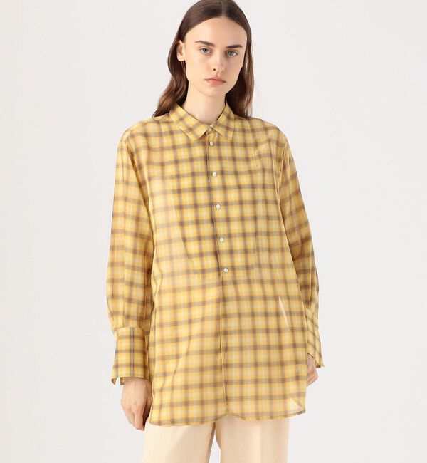 MACPHEE「コットンオーガンジーチェック チュニックシャツ」|シャツ・ブラウス|