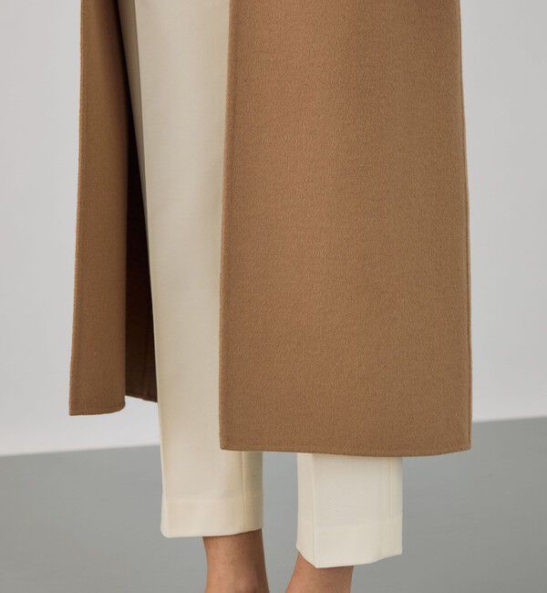 DES PRES「ライトダブルフェイスシャギー ストール付きコート」|ノーカラーコート|