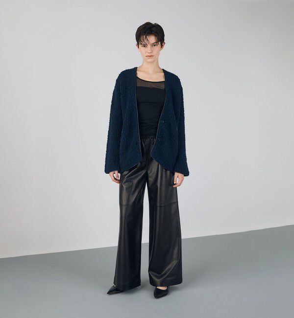 DES PRES「ウールブークレー カラーレスジャケット」|ノーカラージャケット|