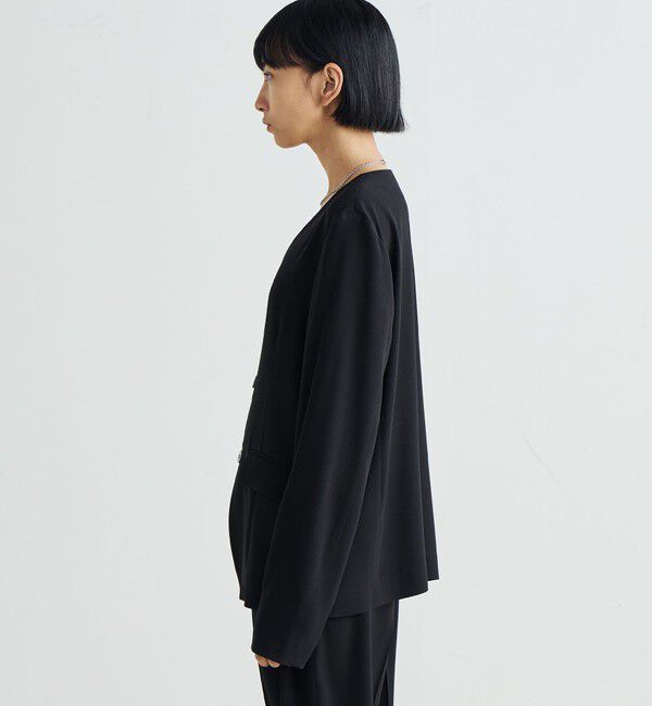 Edition「バックサテンジョーゼット ノーカラージャケット」|ノーカラージャケット|