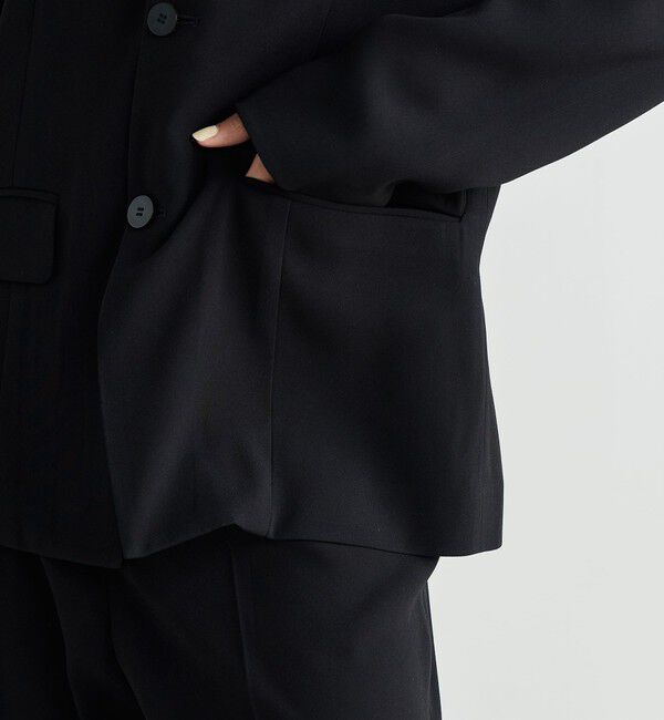 Edition「バックサテンジョーゼット ノーカラージャケット」|ノーカラージャケット|