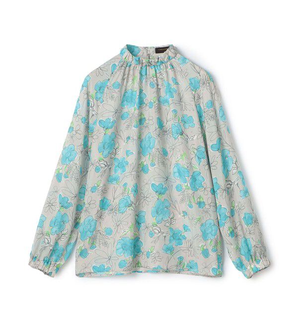 TOMORROWLAND collection「アネモネプリント ギャザースタンドカラーブラウス」|シャツ・ブラウス|64 ライトグレー系