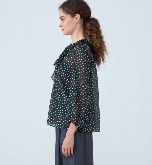 Ballsey「シアーフラワープリント フレアータイブラウス」|シャツ・ブラウス|