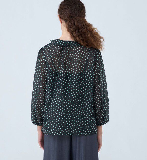 Ballsey「シアーフラワープリント フレアータイブラウス」|シャツ・ブラウス|