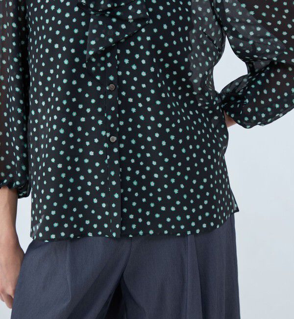 Ballsey「シアーフラワープリント フレアータイブラウス」|シャツ・ブラウス|