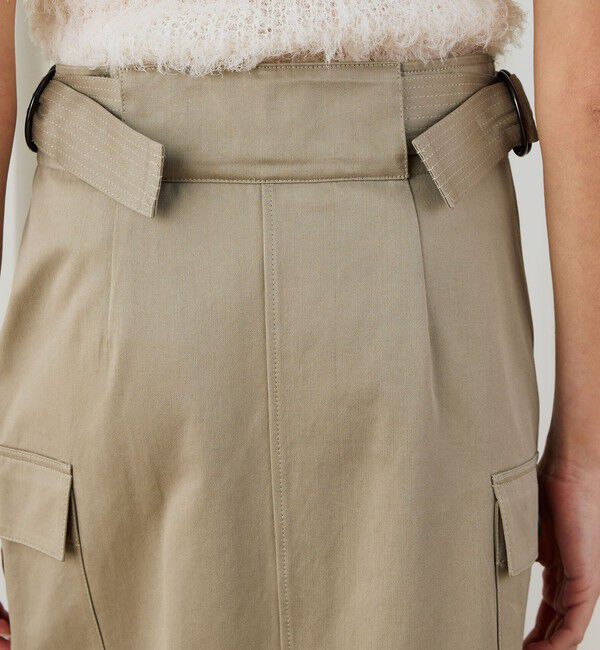 DES PRES「コットンサテン ボタンダウンマキシスカート」|タイト|