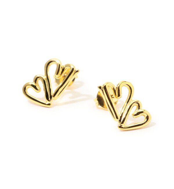 TOMORROWLAND GOODS「BAR Jewellery TWO HEARTS ゴールドピアス」|ピアス|91 ゴールド