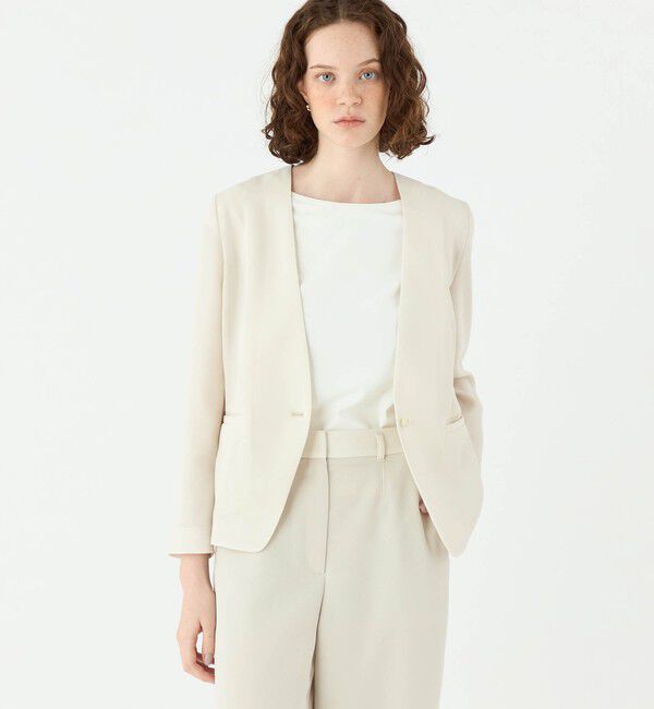 Ballsey「ドライメッシュストレッチ Vカラー1Bジャケット」|ノーカラージャケット|