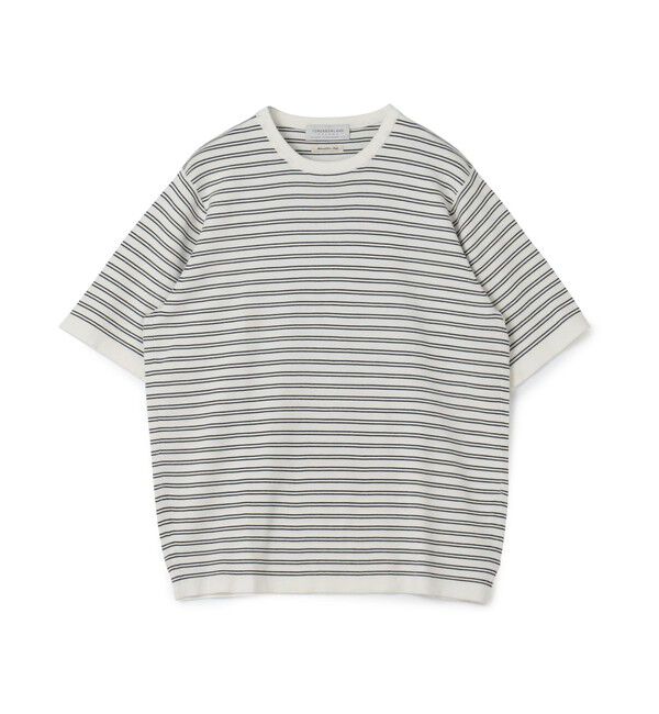 TOMORROWLAND MENS「TOMORROWLAND tricot シーアイランドコットン ハーフスリーブクルーネックニット」|ニット・セーター|16 ホワイト系